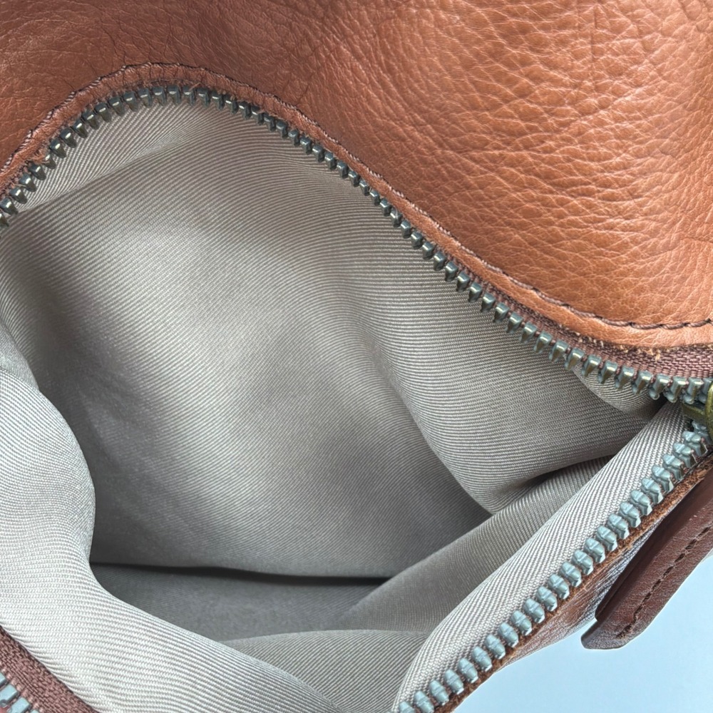 AMERICAN LEATHER CO Brown Genuine Leather Handbag Lenox Triple Entry Satchel - Picture 8 of 12